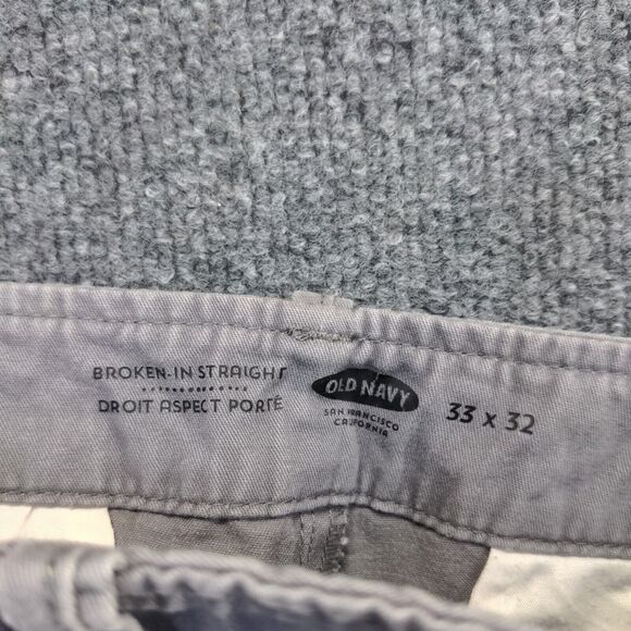 Old Navy Men's Broken-in Straight Chino Pants Gray 33x32 Flat Front Cotton - Picture 8 of 11